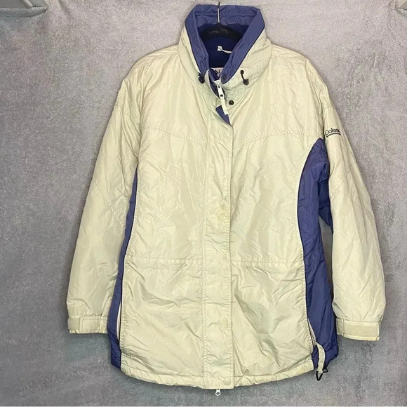 Columbia Mens Jacket XL Beige Blue Color Block Full
Zip Nylon Lined - Picture 1 of 10